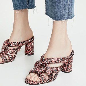 Rebecca Minkoff Amandine Block Heel Floral Strappy Sandals Mules Red Size 6.5